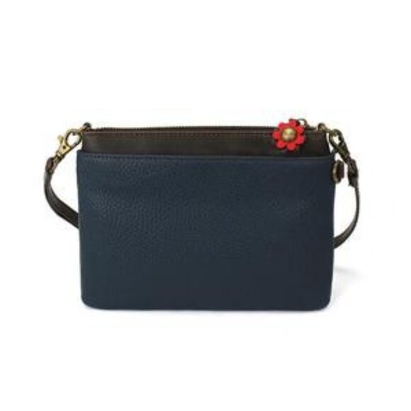 Chala Navy Convertible Crossbody Purse With Cardinal Design & Flower Zipper Pull - Picture 2 of 6